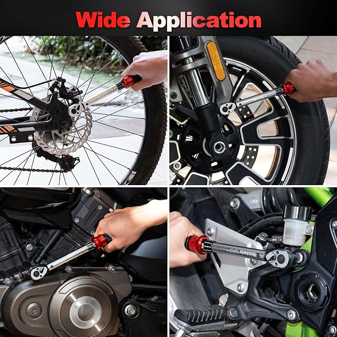 Toolwiz Bike Torque Wrench Set 1/4-Inch Drive 17.7-230.1 In-Lb/ 2-26 Nm 15 Pieces Torque Wrenches Tool Kit 72 Tooth Dual-Direction Click Type for Bicycle, MTB, Car Repair, Home Maintance