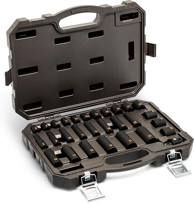 GEARWRENCH 29 Piece 3/8" Drive 6 Point Metric Hi-Viz Standard & Deep Impact Socket Set | 84925H
