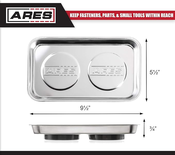 ARES 70042 - Large Magnetic Part Tray - Screws, Sockets, Bolts, Pins, and Tools Stay Vertical, Horizontal and Upside Down with Super Strong 4-Pound Magnets
