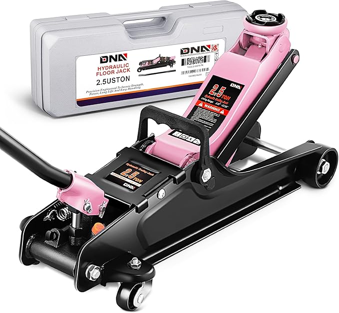 DNA Motoring Low Profile Hydraulic Trolley Service/Floor Jack, 2.5 Ton (5500 lbs) Capacity, Lifting Range 3.35"-15.16",Pink, TOOLS-00676-PK