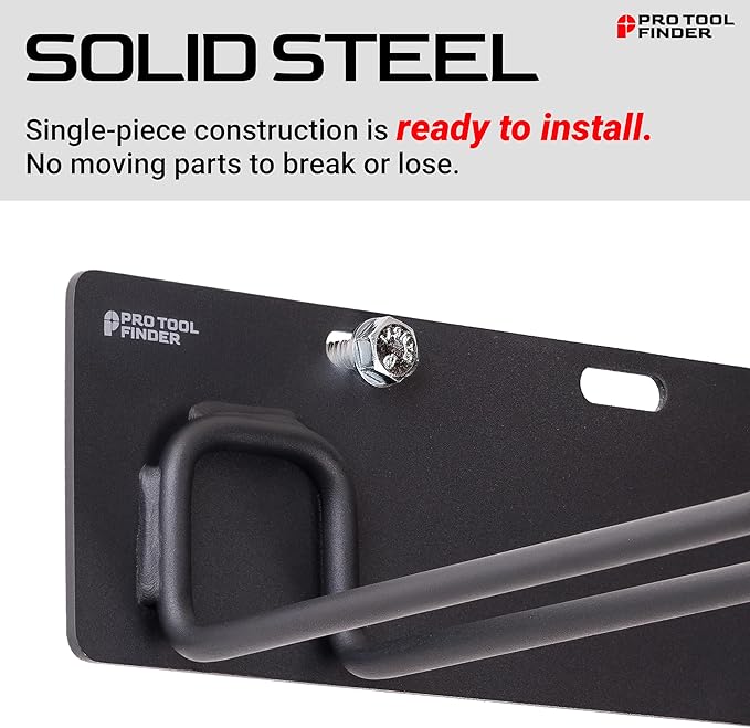 Stud-Mounted Commercial-Grade Steel Garden Tool Organizer for Garage Wall, 1-Pack – 650 lb Rated
