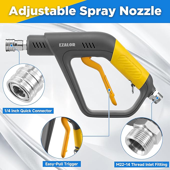 Pressure Washer Foam Cannon Gun Kit with Dual Connector Accessory, Foam Blaster for Car Washing, Double Tip Attachment & 5 Nozzle Tips, 1/4" Quick Connect, 4000 PSI