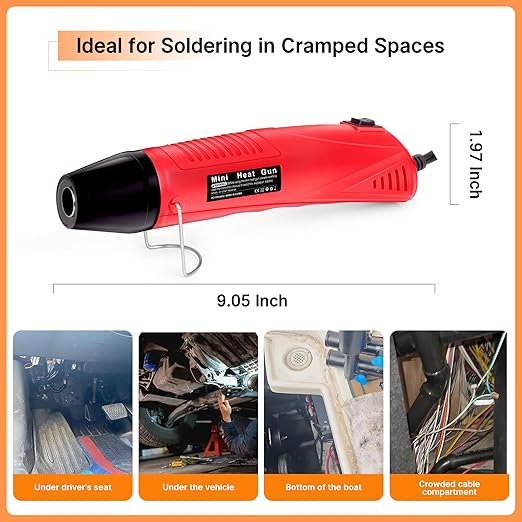 Kuject Mini Heat Shrink Gun Kit, 820PCS Solder Seal Wire Connectors & Heat Shrink Tubing Kit, Waterproof Heat Shrink Wire Connectors Kit with 482~752°F Heat Gun for Marine Automotive Wiring, AWG26-10