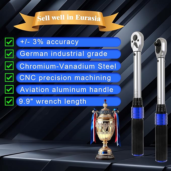 1/4-inch Drive Click Torque Wrench 20-220 in.lb / 2.3-24.9 Nm/Heavy Duty/Dual Direction/High hardness/Long lifetime/Stored In a Solid Case