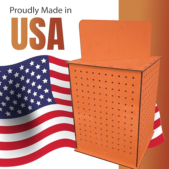 TORCHED DISPLAYS Rotating Display Stand | 22.5 x 16.76-inch | Rotating Organizer Wood Pegboard | Pegboard Display Stand for Craft Shows, Vendor Events, Jewelry, Accessories | Orange