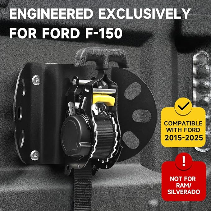 Retractable Ratchet Straps for 2015-2025 Ford F150, Ratchet Straps (2-Pack) Ford F150 Accessories, Tie Down Straps Self Retractable, Heavy Duty(1,500lb Break Strength), 1 Inch x 10 Feet, Black