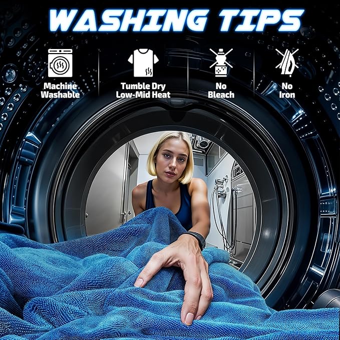 2-Pack 1200 GSM Car Drying Towels – Microfiber Towels for Cars (36" x 24"), Ultra-Absorbent, Streak-Free, Scratch-Free, No Water Spots, Double-Twist Pile & Edgeless Design(Blue)
