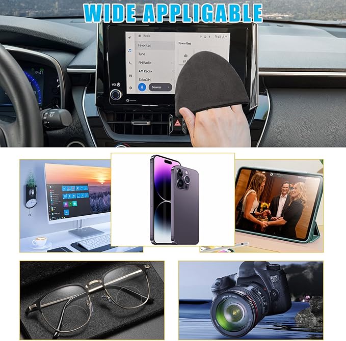 Car Screen Cleaner, 4.72×3.93" Microfiber Auto Screen Cleaning Pad, Foldable Touch Screen Cleaner Cloth for Vehicle Dashboard LCD Display, Interior Car Accessories (Triangle, 2PCS)