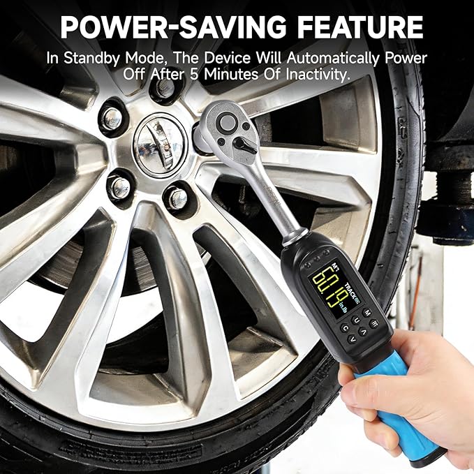 DISEN 3/8 inch Digital Torque Wrench (5-135 N.m / 3.7-99.6 Ft.lb), ±2% Accuracy, 8 Presets & 500 Data Memory, 5 Units, LED & Buzzer Alert, Tracking/Peak Modes, for Automotive Motorcycle Bicycle DIY
