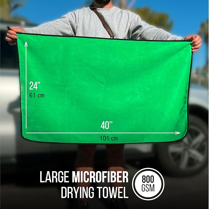 Extra Large Car Drying Towel - 800 GSM Premium Microfiber Drying Towels for Cars - Car Drying Towels Extra Large Super Absorbent, Professional XL Car Towel for Any Vehicle - 40x24, Green