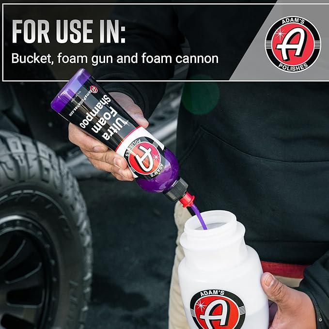 Adam's Polishes Ultra Foam Shampoo 16oz - Our Most Sudsy Car Shampoo Formula Ever - pH Neutral Formula for Safe, Spot Free Cleaning - Ultra Slick Formula, Wont Scratch or Leave Water Spots