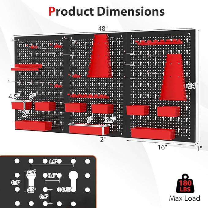 Goplus Pegboard Wall Organizer, 9-Bin Parts Rack Organizer w/Hammer Racks, Tool Holders & Hooks, Heavy-Duty Utility Tool Storage Board w/Accessories for Garage, Workshop, Craft Room