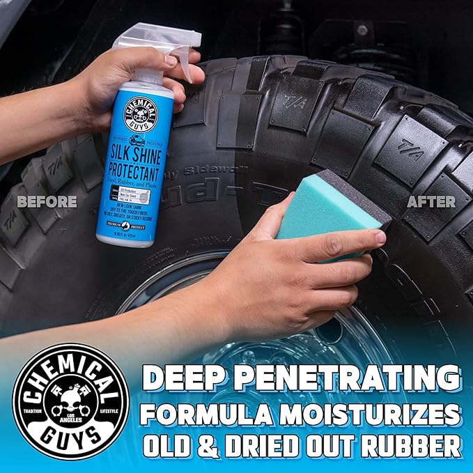 Chemical Guys Silk Shine Spray-able Dry-To-The-Touch Dressing and Protectant for Tires, Trim, Vinyl, Plastic and More, Safe for Cars, Trucks, Motorcycles, RVs & More, 32 fl oz