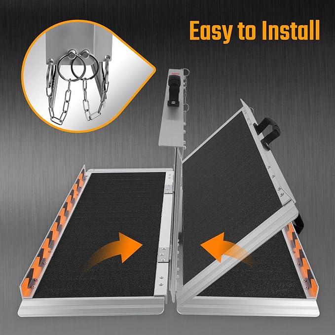 4FT Portable Wheelchair Ramp, 600 LBS Capacity Folding Handicap Ramp, Non-Slip Aluminum Portable Ramps, Threshold Ramp for Home Steps, Stairs, Doorways, Home Entry, and Door
