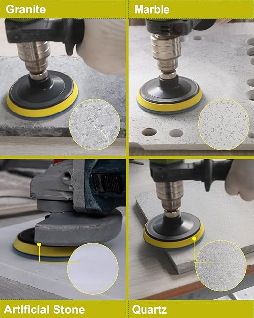 Dry Diamond Polishing Pads 4"/100mm - 8pcs Grit 400 Polish Pad Kit for Granite Marble Artificial Stone Quartz for Angle Grinder SANLEETEK