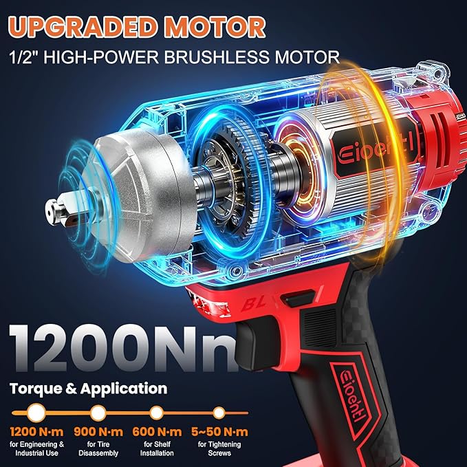 New Upgrade 3-in-1 Impact Wrench, High Torque 900 Ft-Lbs (1200 Nm) 21V MAX 1/2" Brushless Impact driver, 5500 RPM | 3-in-1 Set with Sockets • Drill • Screwdriver | Impact drill for Truck RV Car & Home