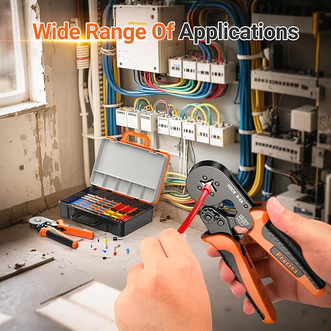 Preciva Ferrule Crimping Tool Kit with Portable Suitcase, Square Crimping Pliers for AWG 23-7 Ratchet Crimper with 1000PCS Single and 260PCS Twin Ferrules Connectors