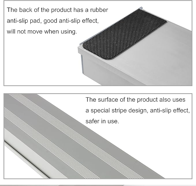 0.8" H x 29.5" W Doorway Ramp, Threshold Ramp for Transition Threshold, Step, Doorways, Lightweight Aluminum Non Slip Threshold Ramp