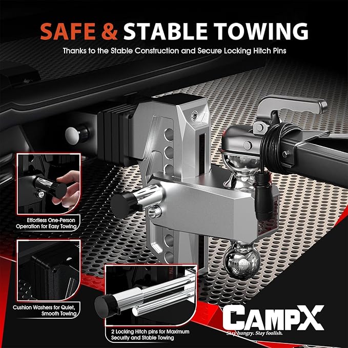 Adjustable Trailer Hitch Fits 2" Receiver, 6" Drop & Rise, Dual Solid Ball 2" and 2-5/16"(18,500 LBS GTW), Heavy Duty Aluminum Tow Hitch