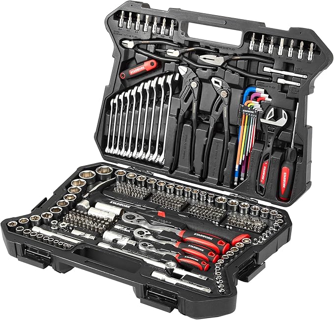 STARWORK TRUE MECHANIC™ 324-Piece Mechanics Tool Set and Socket Set with 22oz Dragon One-Piece Rip Hammer w/Grip, Professional