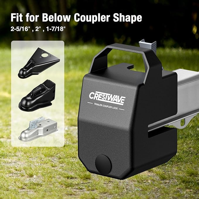 Trailer Hitch Lock - Universal Anti-Theft Coupler Lock for 2" & 2-5/16" Ball, High-Security Hardened Steel with Weather-Resistant Cover, Towing Accessories for RV, Boat, Cargo & Travel Trailer