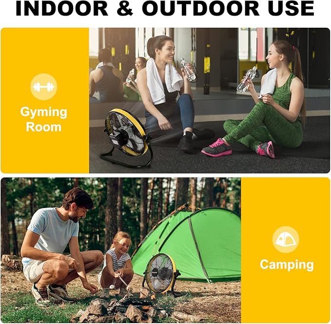 Large Battery Operated Outdoor Rechargeable Camping Fan Up to 30 Hours Battery Powered Floor Fan Cordless Outdoor Battery Fan, 2 Hours Fast Charging,16 inches
