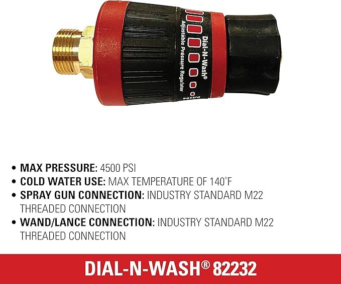 Simpson Dial-N-Wash Adjustable Pressure Regulator, 4500 PSI, M22 Quick Connect, Twist Control for Precise Cleaning, Gas or Electric Pressure Washer and Power Washer Accessory, Cold-Water Only (82232)