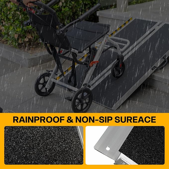 Vie Triomphe Portable Wheelchair Ramp 5FT, Non-Slip Aluminum Folding Handicap Ramp for Seniors, Elderly, Disabled, Wheelchairs, Scooters, Home Entry, Doorways, Steps