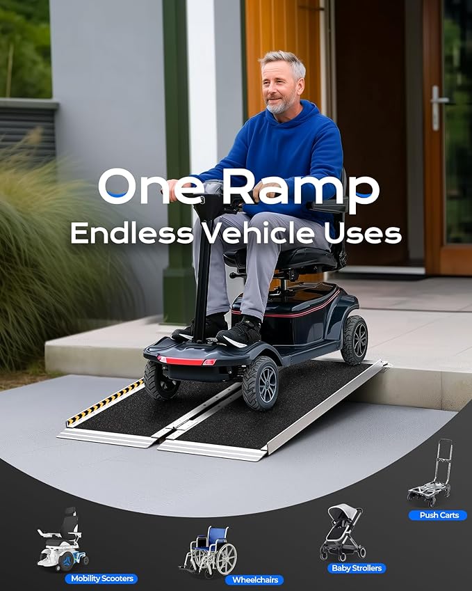 Wheelchair Ramp 4ft, Non-Skid Aluminum Portable Ramps for Wheelchairs for Home Steps, 800 LBS Capacity Wheel Chair Handicap Ramp for Entry, Doorway, Homes, Stairs 48" Lx 29.2" Wx2H