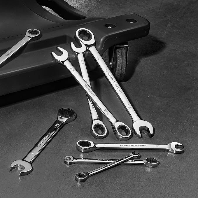 DURATECH 15/16" Ratcheting Combination Wrench, SAE, 72-Tooth, 12-Point, CR-V Constructed with Mirror Polish