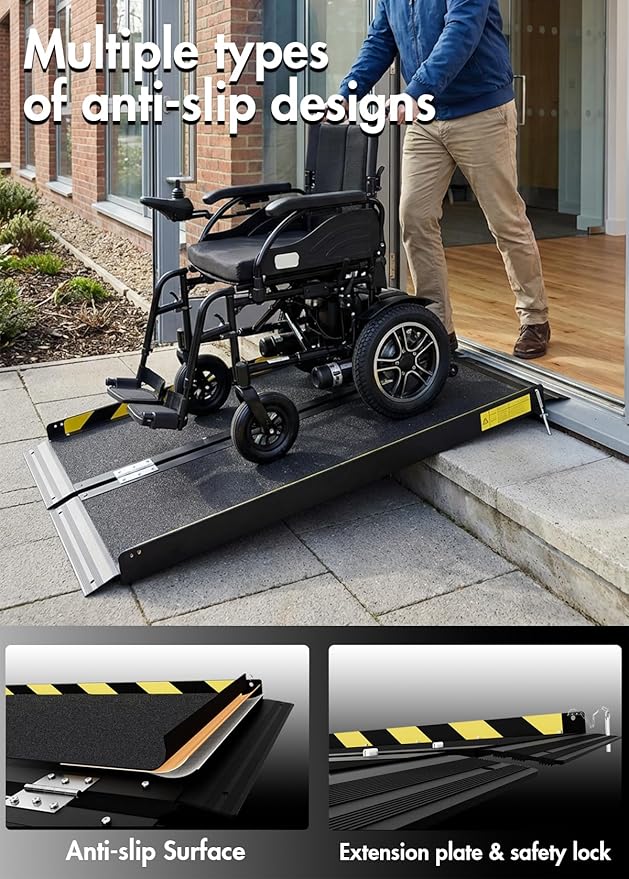 3FT Wheelchair ramp for Threshold,Protable Ramp,Non-Slip Folding Aluminum Handicap Ramps,Ramps for Home,Wheelchairs,Steps,Entry,Scooter,Doorway,800lbs Capacity (3FT Useing Height 3-9 inches)