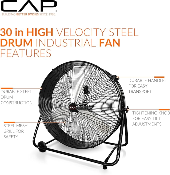 CAP Barbell 30'' High Velocity Heavy Duty Floor Fan – Ultimate Cooling Power for Gyms & Homes