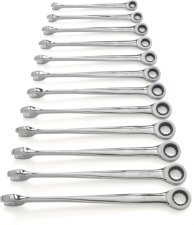 GEARWRENCH 12 Pc. 12 Pt. XL X-Beam Ratcheting Combination Wrench Set, Metric - 85888