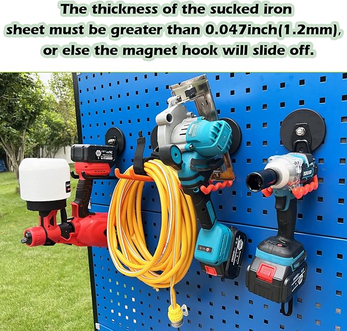 ULIBERMAGNET Heavy Duty Large Magnet Hooks,Strong Magnetic Wave Hook for Hose,Jig Saw,Circular Saw,Workshop Organization,2 Pack Magnetic Tool for Hammer Drill,Garden Tool(3.46inch/Orange)