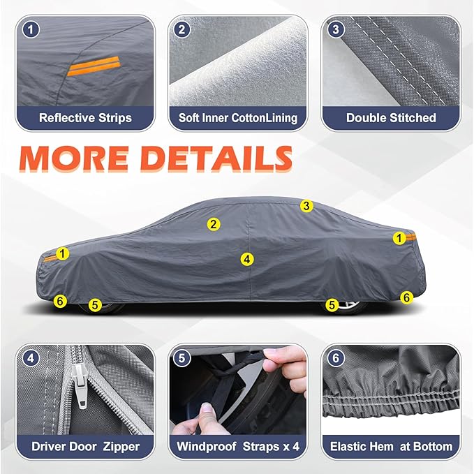 Coverlex Car Covers for Automobiles, 6 Layers Muscle Car Cover Universal Fit for Ford Mustang/Shelby, Chevy Camaro/C8, BMW M4/4 Series, Lexus RC/LC, Hyundai Genesis Coupe