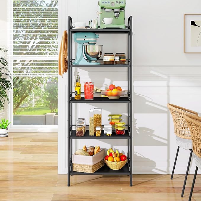 HDANI Storage Shelves, 5-Tier Metal Storage Rack with Shelf,Shelf Organizer,Garage Standing Shelving Unit for Laundry,Bathroom,Kitchen,Pantry, Closet,23.6''W X 13.8''D X 63''H,Black