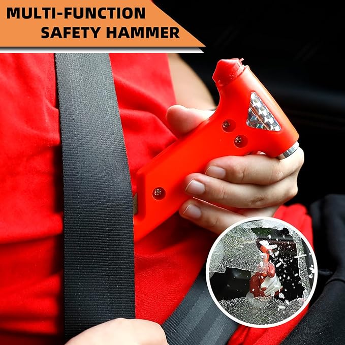 Car Roadside Emergency Kit,Auto Vehicle Truck Safety Emergency Road Side Assistance Kits with Jumper Cables,Safety Hammer,Reflective Warning Triangle,Tire Pressure Gauge,Tow Rope,etc