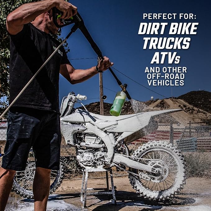 Slick Products Total Off-Road Wash Super Concentrate – Thick Foaming Car Wash Soap with Hybrid-Ceramic Formula for Dirt Bikes ATV UTV Trucks Jeeps and More – Foam Cannon Ready – 32 oz
