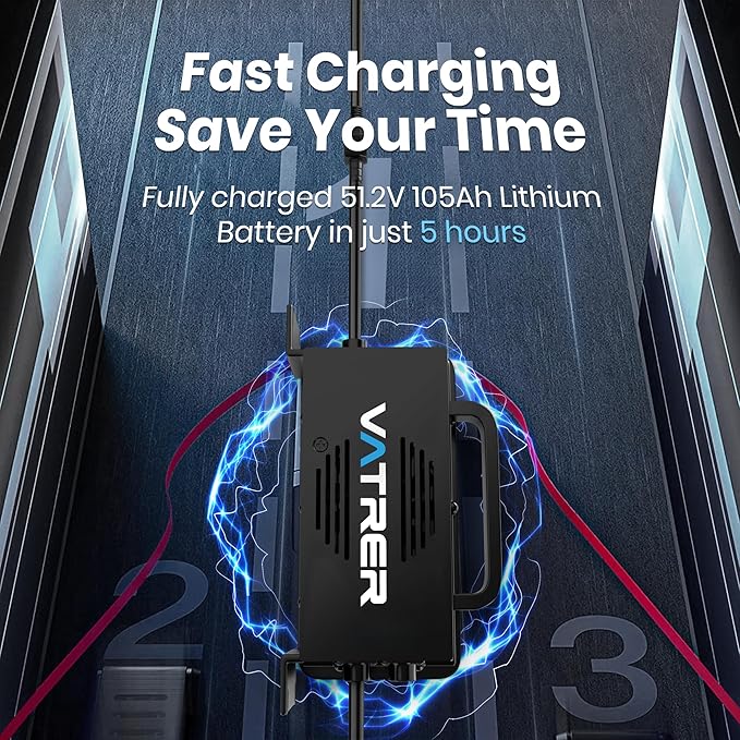 58.4V 20A AC-DC Smart Charger LiFePO4 Lithium Battery Charger for 48V (51.2V) Golf Cart LiFePO4 Battery, Wall Mounted/48V Solar/Home Energy Storage Battery, etc