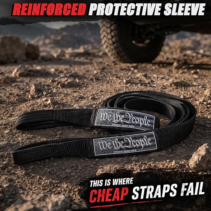 3" X 20' Heavy Duty Tow Strap - 30,000 Lb Break Strength Recovery Strap for Truck, SUV, Jeep & Off-Road Use | Reinforced Loops, Abrasion Sleeve & Carry Bag Included.