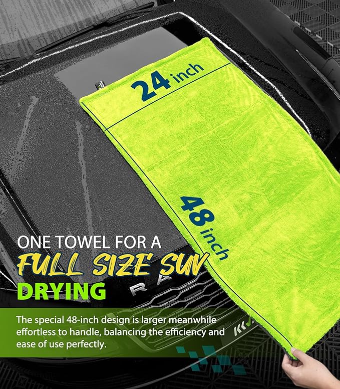 KKV 48”x24” Dual Sided Microfiber Car Drying Towel (2 Count)
