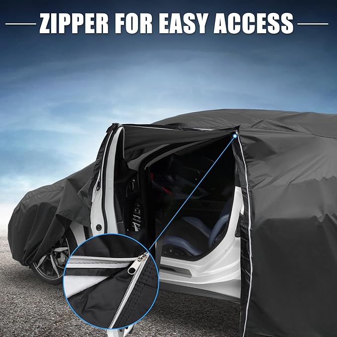 X AUTOHAUX Car Cover for Toyota Camry 2007-2022 Aluminum Film Outdoor Waterproof Sun Rain Snow Hail Protection with Driver Door Zipper