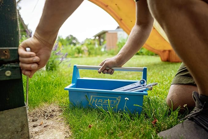 HAZET Tool Box 190L-1 I Open and Handy, Incl. Length Scale (Cm/Inch) on the Top, Stackable, Sturdy Aluminum Carrying Handle I Mobile Plastic Carrying Case