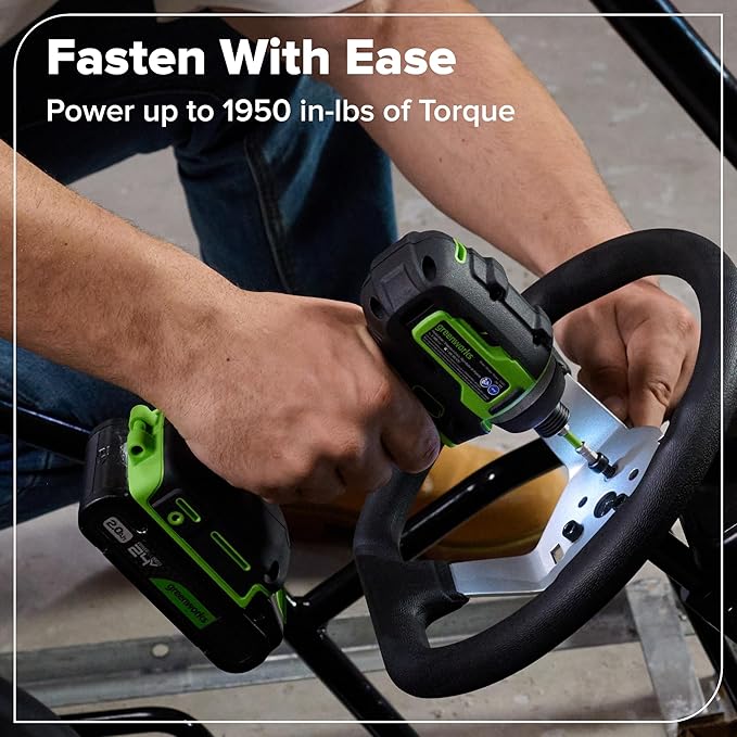 GREENWORKS 24V Combo (1/2” Drill + 1/4” Impact Driver + 6.5” Circular Saw + 200Lm Flashlight), 4.0Ah + 2.0Ah Batteries (24,000mAh PB), (2) Braided Cables, 65W Rapid Charger,High-Efficiency