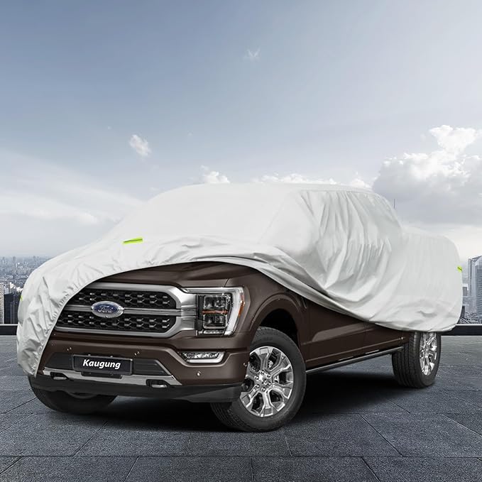 Kaugung 7 Layers Truck Cover Waterproof Custom Fit Ford F150 SuperCrew Cab 5.5ft Bed from 2004 to 2024, 6 Layers Heavyweight Pickup Car Cover Outdoor Indoor Sun UV Rain Snow Wind Protection.