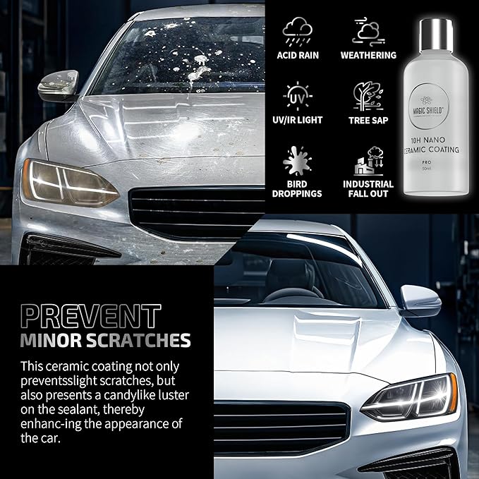 Ceramic Coating PRO 10H - Self-Healing | Long lasting for 2 cars+ | Advanced SiO2 Protection | Easy Application | Candy-Like Gloss | Perfect for Cars, Motorcycles, RVs, and Boats (50ml)