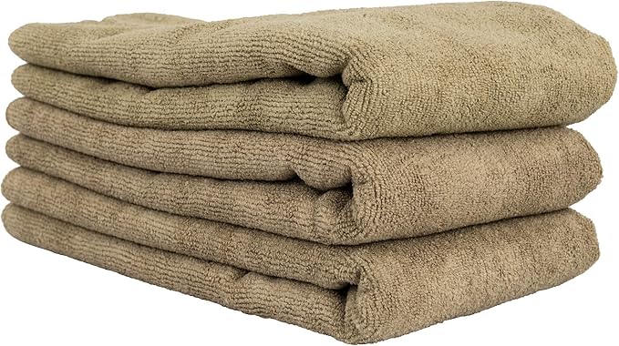 Chemical Guys MIC36203 Workhorse XL Tan Professional Grade Microfiber Towel, Leather & Vinyl (Safe for Car Wash, Home Cleaning & Pet Drying Cloths) 24" x 16", Pack of 3