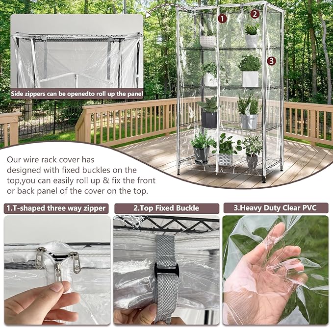 okcool Waterproof Shelf Cover,All Clear Wire Shelf Cover with Zipper,Transparent PVC Clearly Visible.(Fits 36" Wx18 Dx72 H Shelves)