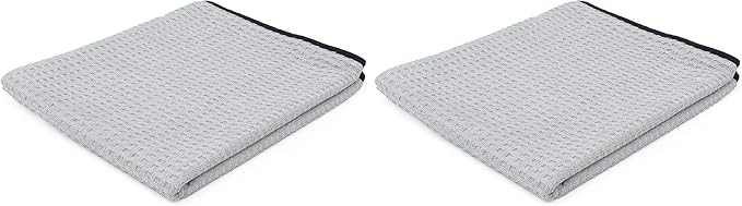 The Rag Company - The Big One - Waffle-Weave Microfiber Drying Towel; Super Absorbent for Car Washes, Detailing, and More; Buttersoft Suede Edges; Scratch-Free, 450GSM, 25in x 40in, Grey (Pack of 2)