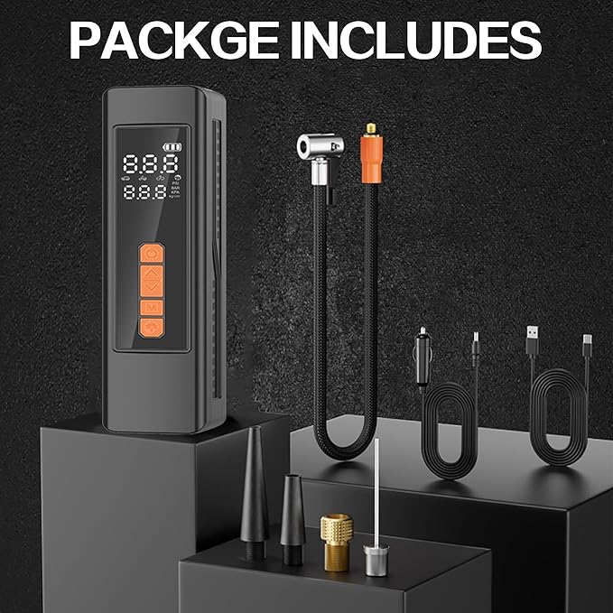 Tire Inflator Portable Air Compressor, 5X Faster Portable Air Compressor for Car Tires with Powerful Battery, 150PSI Cordless Air Pump with Digital Pressure Gauge for Cars, Bike, Motor, Balls,Tires